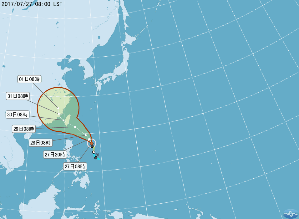 7月28日(金)本日の台北 と 台風情報