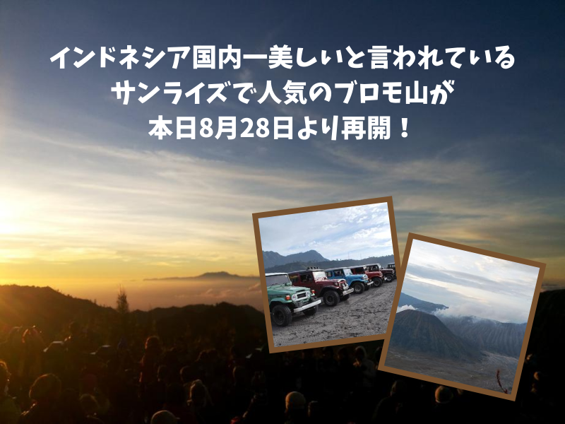 インドネシア国内一美しいと言われているサンライズで人気のブロモ山が本日8月28日より再開 ブログ詳細 ウェンディーツアー